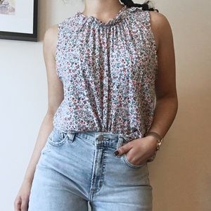 Ruffle Neck Floral Tank